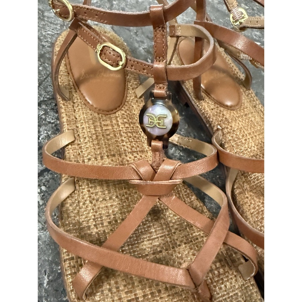 Sam Edelman Gwen Strappy Gladiator Leather Sandal Double Buckle Cognac Sz 8 - Picture 5 of 11